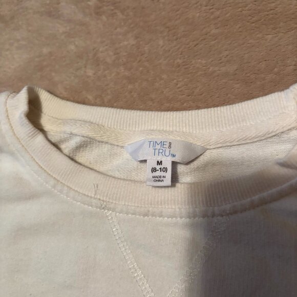 Time and Tru Ruffle Sleeve Sweatshirt | Cream | Size M (8–10) - Picture 3 of 6